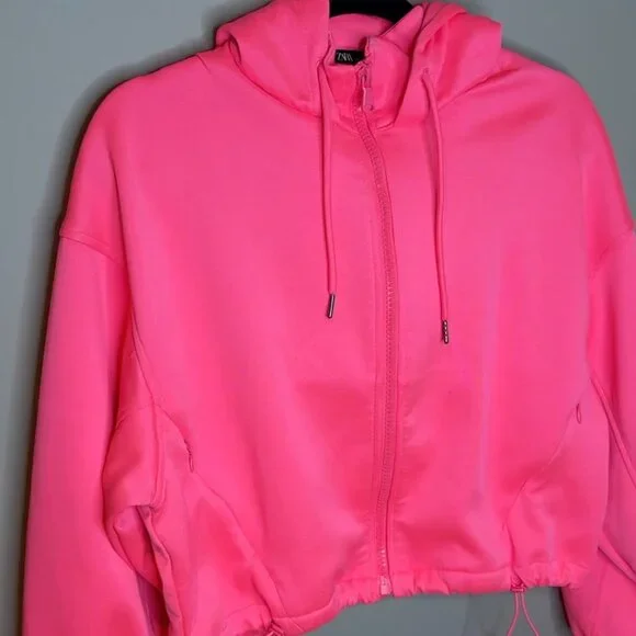 Zara Athletic Hoodie Jacket | Running, Fitness | Neon Pink | Small - Picture 7 of 7